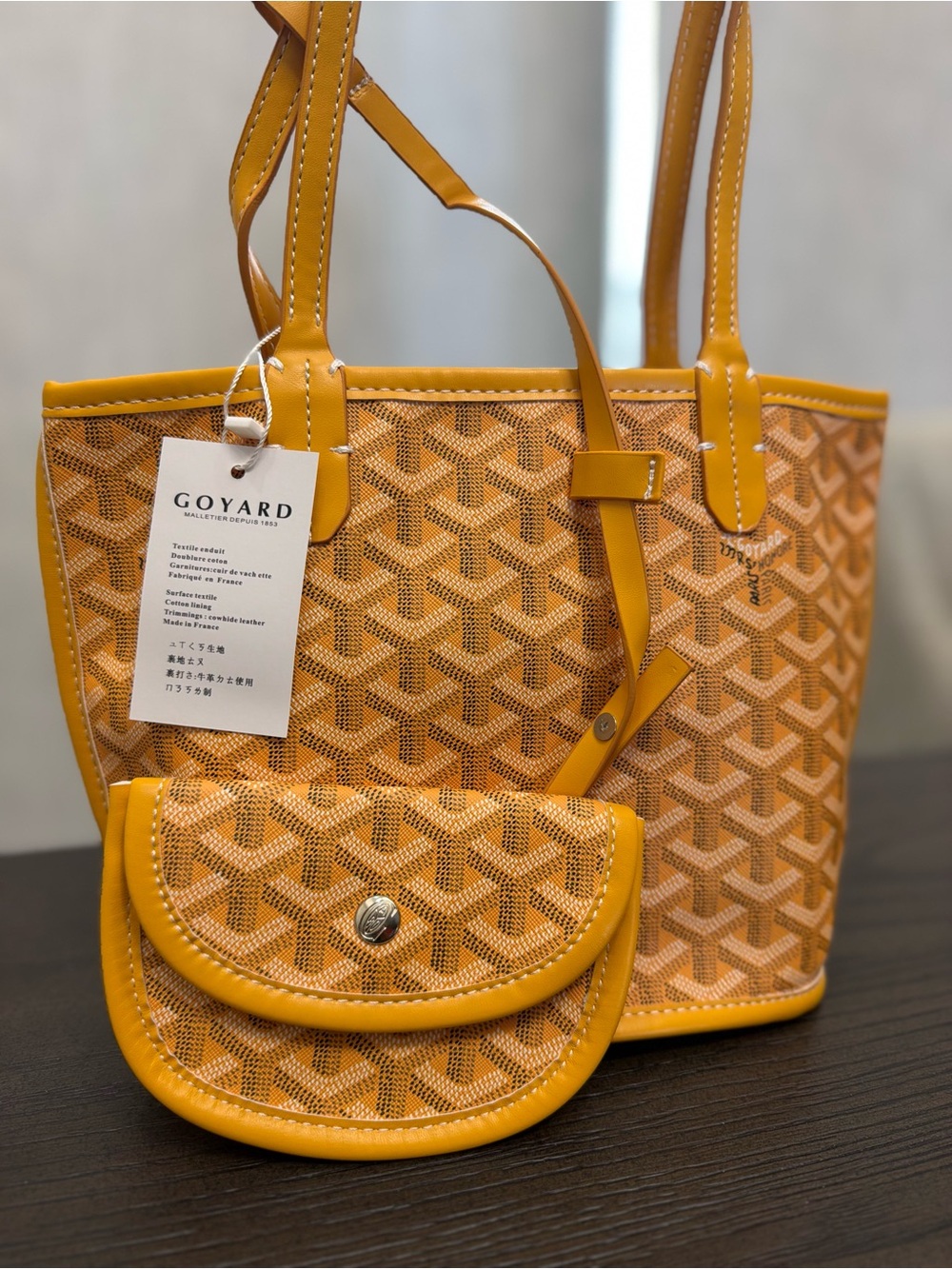Goyard Small Tote and Pouch in Mustard Yellow